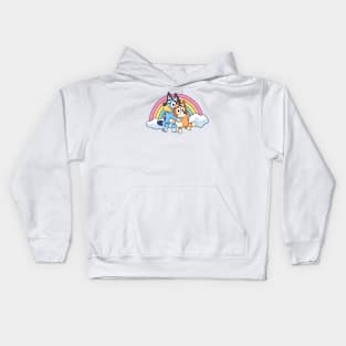 Bluey and bingo rainbow Kids Hoodie